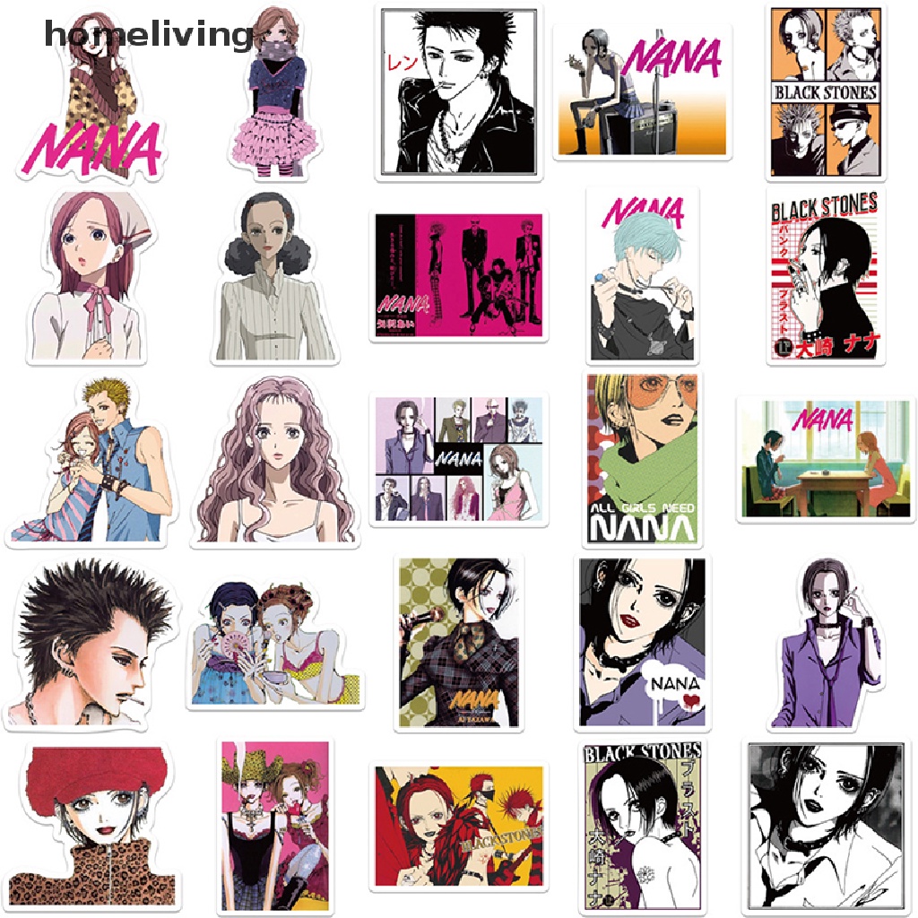 Bộ 50 Miếng Dán Trang Trí Xe Hơi / Xe Máy / Va Li / Laptop Họa Tiết Anime NANA Graffiti
