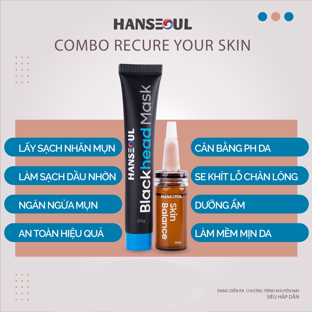 Combo Mặt nạ lột mụn đầu đen và Serum se khít lỗ chân lông Hanseoul - RME Beauty