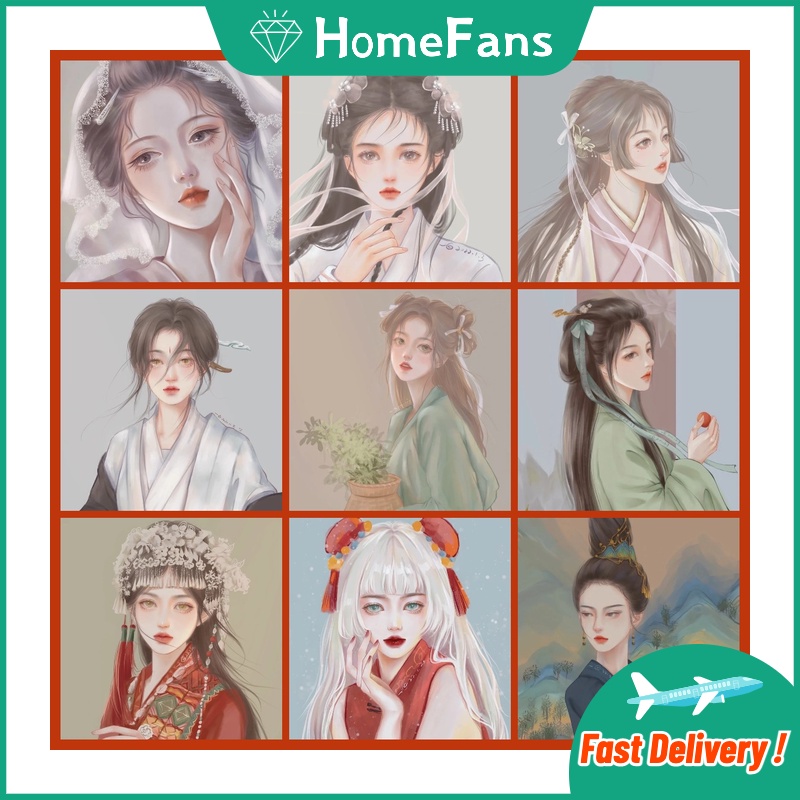 Bộ Tranh Đính Đá 5D Tự Làm 30x30cm / 40x40cm / 50x50cm Hình Cô Gái Xinh Đẹp