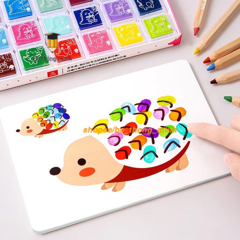 COMBO Bộ Màu Vân Tay + 30 Tranh Mẫu Cho Bé Vẽ Thỏa Trí Tưởng Tượng