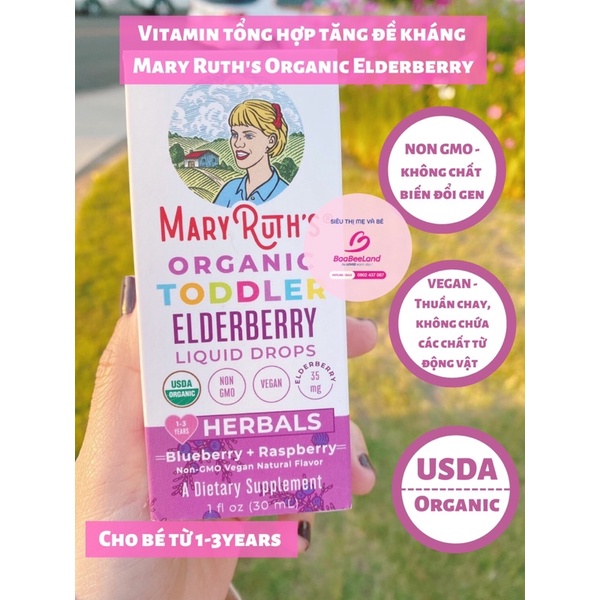 Vitamin tổng hợp tăng đề kháng Mary Ruth Organic Toddle Elderberry 30ml cho bé - BAABEELAND