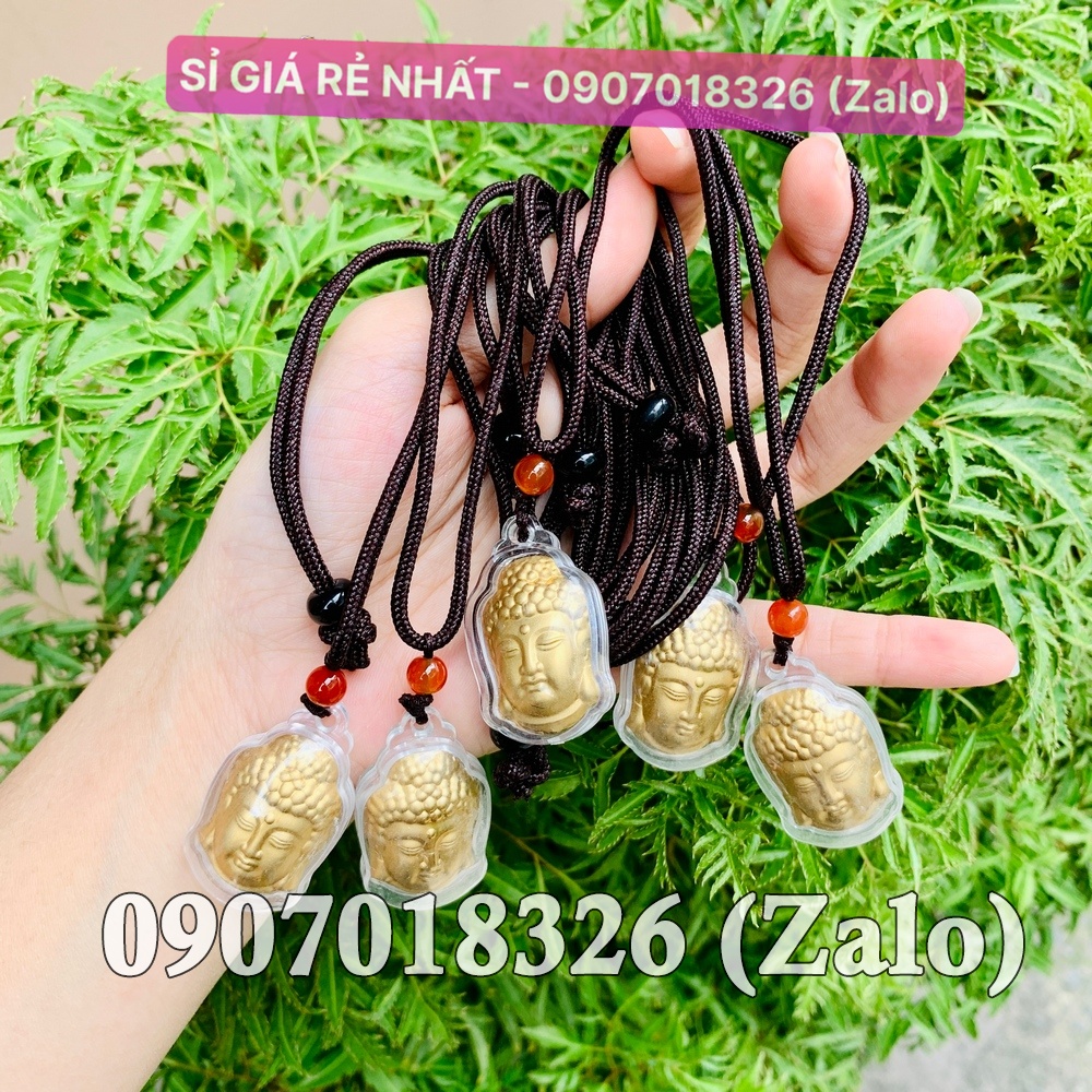 Dây dù đeo cổ đeo mặt dây Phật mạ vàng 3D phong thủy bình an