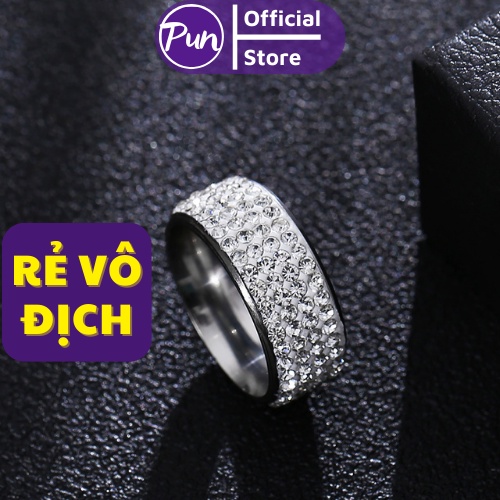 Nhẫn Nam Thời Trang Đính Đá Lấp Lánh Punstore Màu Bạc Cá Tính Hàn Quốc - Nhẫn Nam Đẹp Chất Liệu Titan - DRING