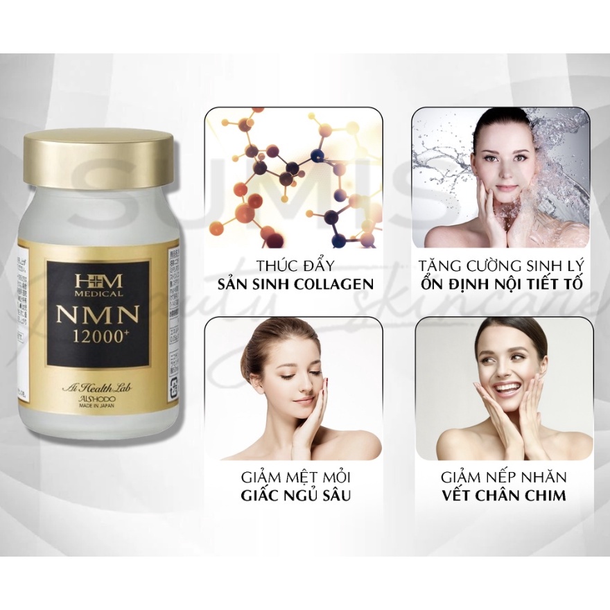 Viên uống NMN 12000 Aishodo Nhật Bản - Viên uống trẻ hoá da và chống lão hoá toàn diện, hộp 30viên | Harumi_JP