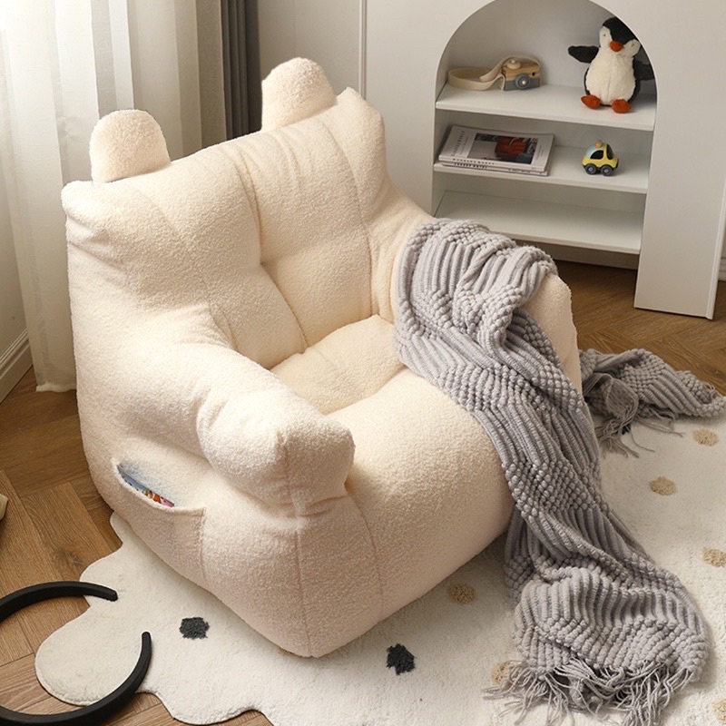 Ghế sofa đơn lông cừu tai thỏ hạt xốp siêu cute❤️