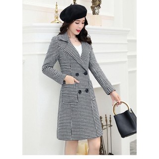 Áo khoác dạ len form dài caro cao cấp kiểu vest size M L xl 2xl