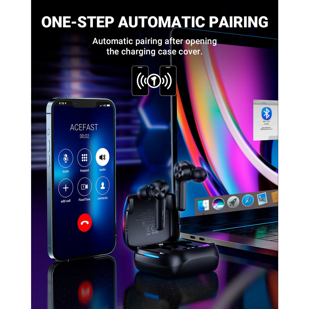 Tai nghe Bluetooth ACEFAST T4 True Wireless, 24 giờ nghe nhạc, chống nước IPX5, độ trễ thấp 65ms - T4 Hàng chính hãng