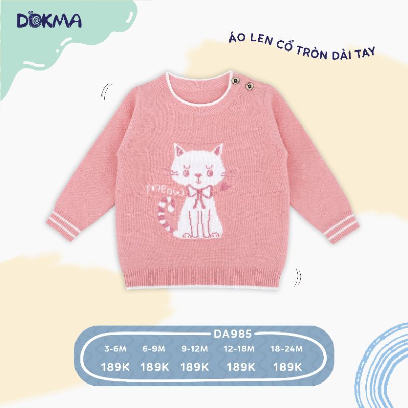 Áo len sơ sinh cài vai bé trai, bé gái Dokma 6-24M