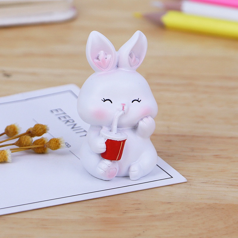 Set 4 mô hình Thỏ trắng Hambuger mini Ráp biểu cảm dễ thương trang trí, bàn học, bàn làm việc, quà tặng bạn bè