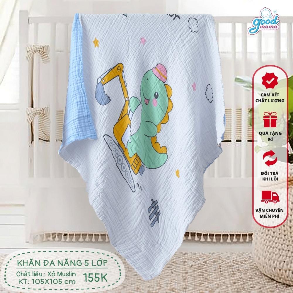 Khăn đa năng 5 lớp xô muslin Goodmama kích thước 105*105cm
