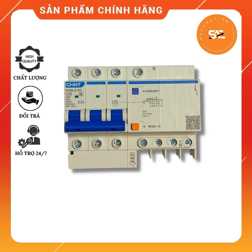 CB chống giật CHINT 3P+N 32A NXBLE, aptomat RCBO chuyên dùng cho hộ gia đình