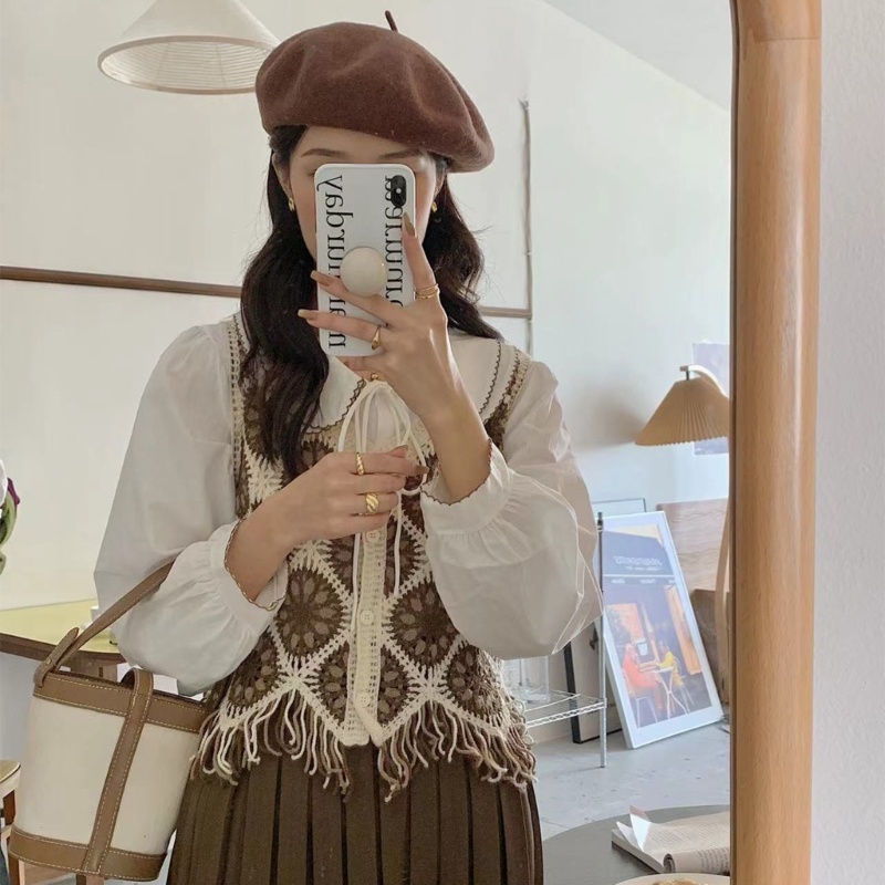 Áo Sweater Dệt Kim Sát Nách Thời Trang Vintage Đáng Yêu Cho Nữ