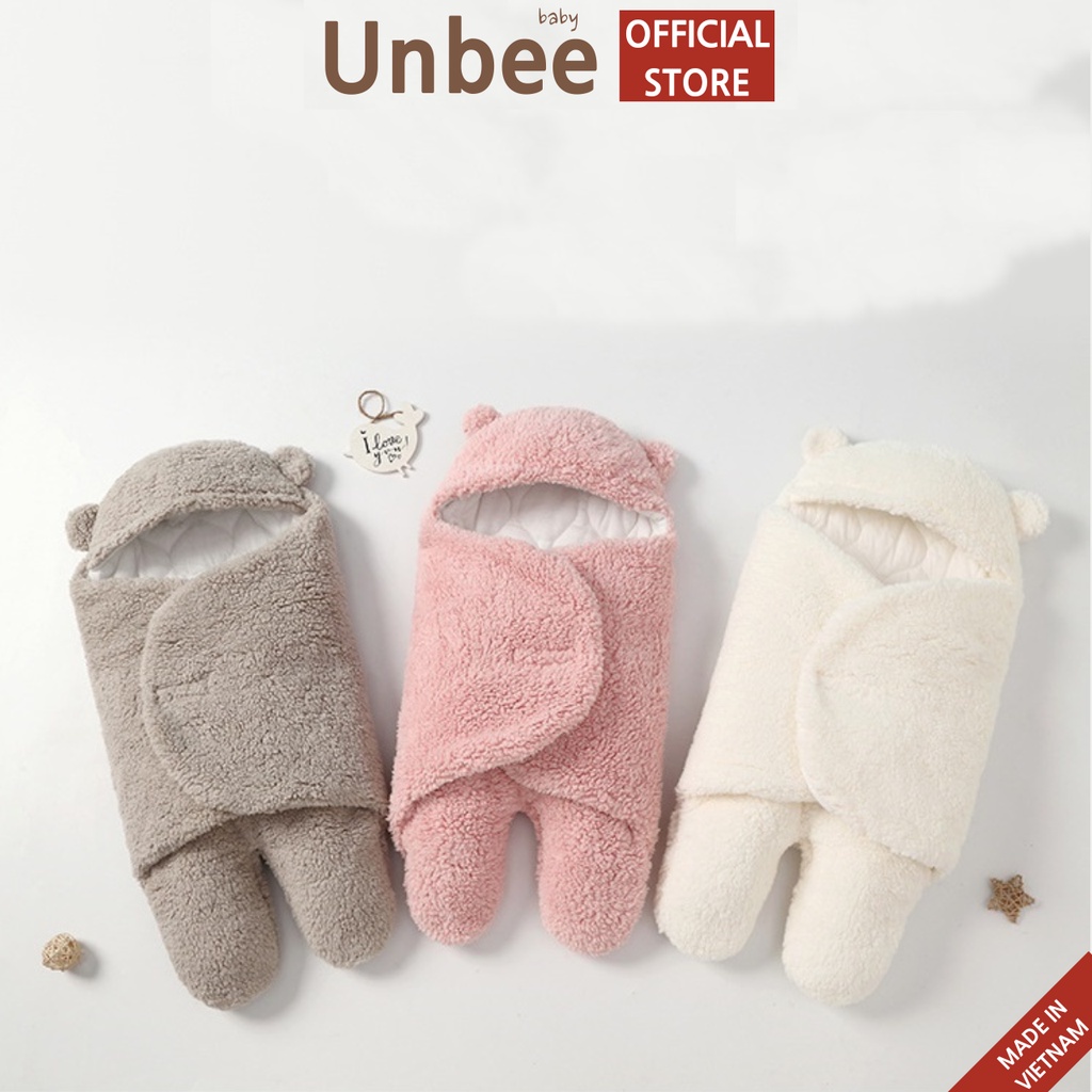 Chăn Ủ Lông Cừu Trần Bông Unbee Cho Bé Sơ Sinh Từ 0- 3 Tháng Dày Dặn 3 Lớp Giữ Ấm Mùa Đông