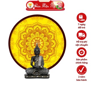 Đèn hào quang mandala chữ phúc in tranh trúc chỉ chân thiện mỹ, tranh treo phòng thờ, trang trí tượng phật tc-hq-12