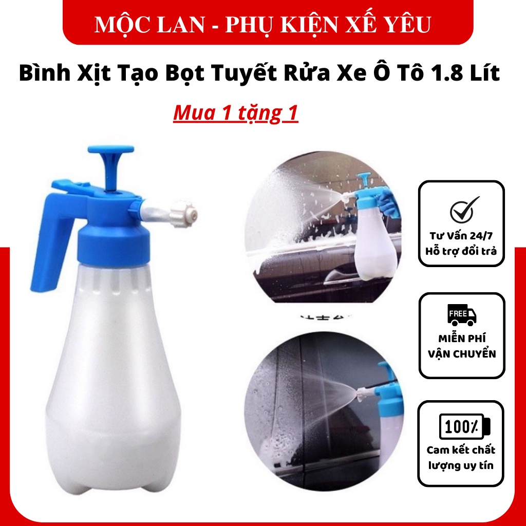 Bình Xịt Tạo Bọt Tuyết Rửa Xe Ô Tô , Xe Máy Bình Tưới Cây Cầm Tay Tiện Dụng Dung Tích 1.8 lít - Bột Rửa Xe Không Chạm