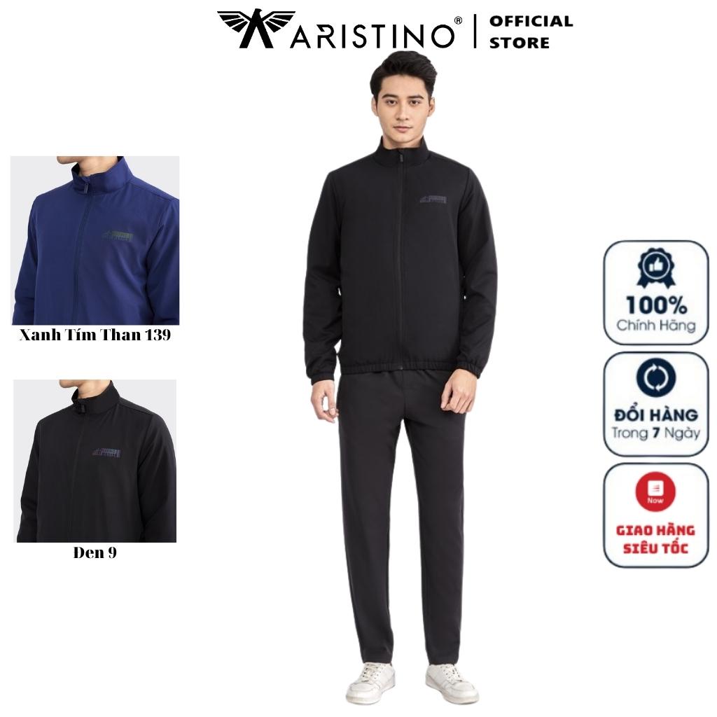 Bộ Đồ Gió Thể Thao Thu Đông Nam ARISTINO AJS001W2 Vải polyester trơn màu dáng suông áo cổ trụ quần cạp chun ống đứng