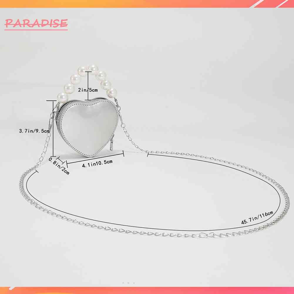 Túi Đeo Chéo Mini Hình Trái Tim Đính Ngọc Trai Thời Trang Dành Cho Nữ