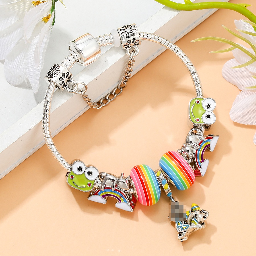 Vòng Tay Hạt Xỏ Màu Cầu Vồng Hình Kỳ Lân / Ếch Xanh DIY Dành Cho Bé Trai Và Bé Gái