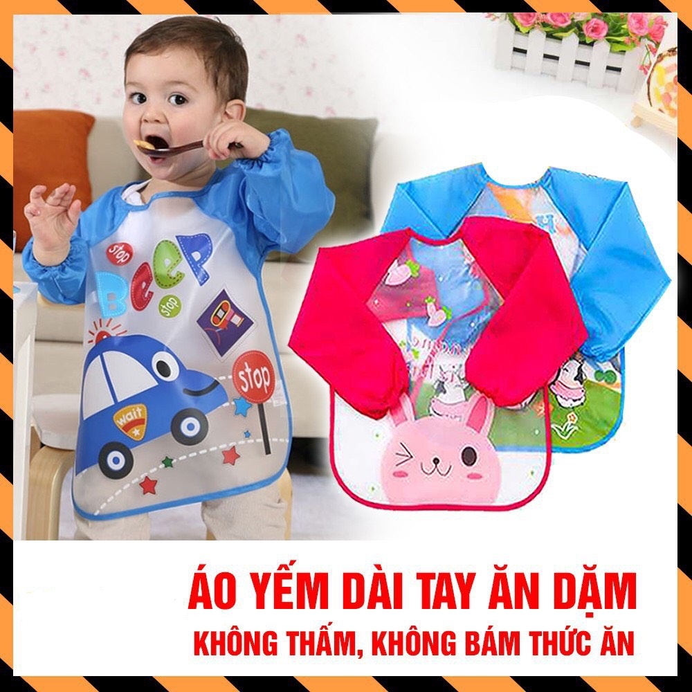 Áo yếm ăn dặm dài tay chống thấm cho bé 4-5 tuổi