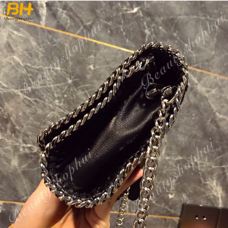 Túi Đeo Chéo Đính Đá Phối Dây Xích Thời Trang 2022 Cho Nữ