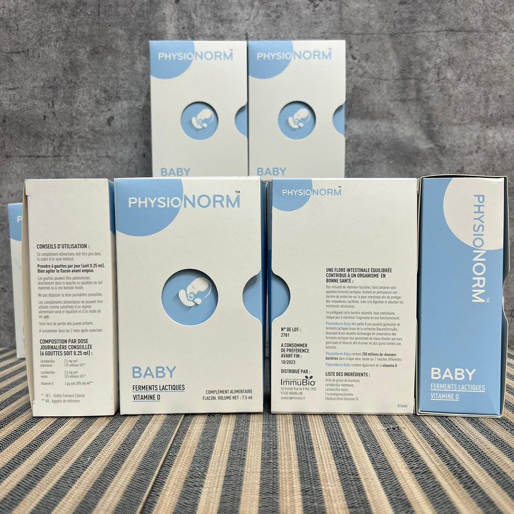 (Tăng đề kháng cho trẻ) Men vi sinh cho trẻ sơ sinh Physionorm Baby Lactic Ferments Vitamin D 7,5ml