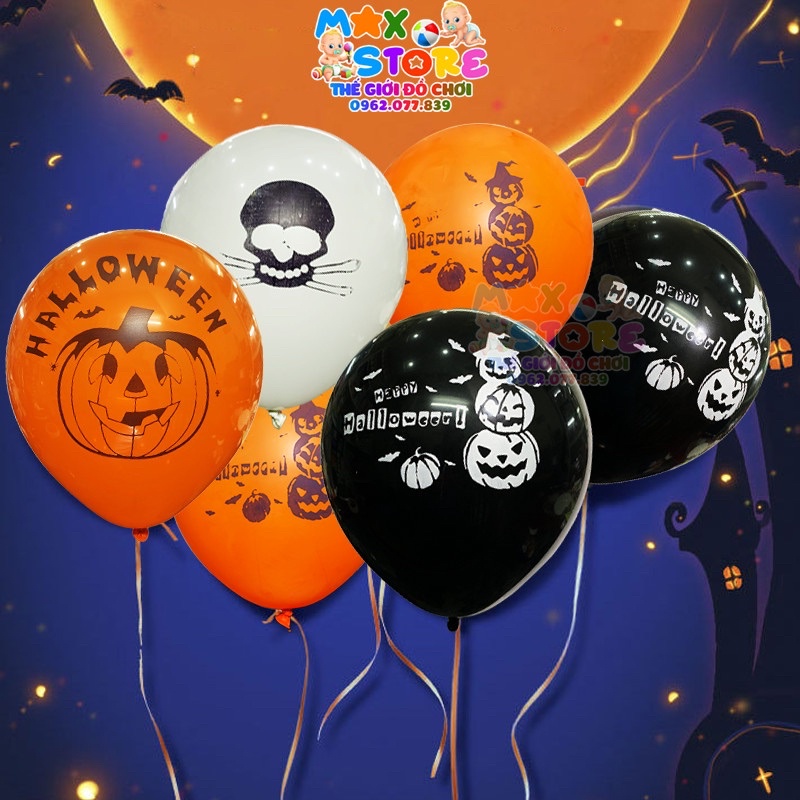 Set Bóng Bay 3 Màu In Hình Halloween Trang Trí Lễ Hội