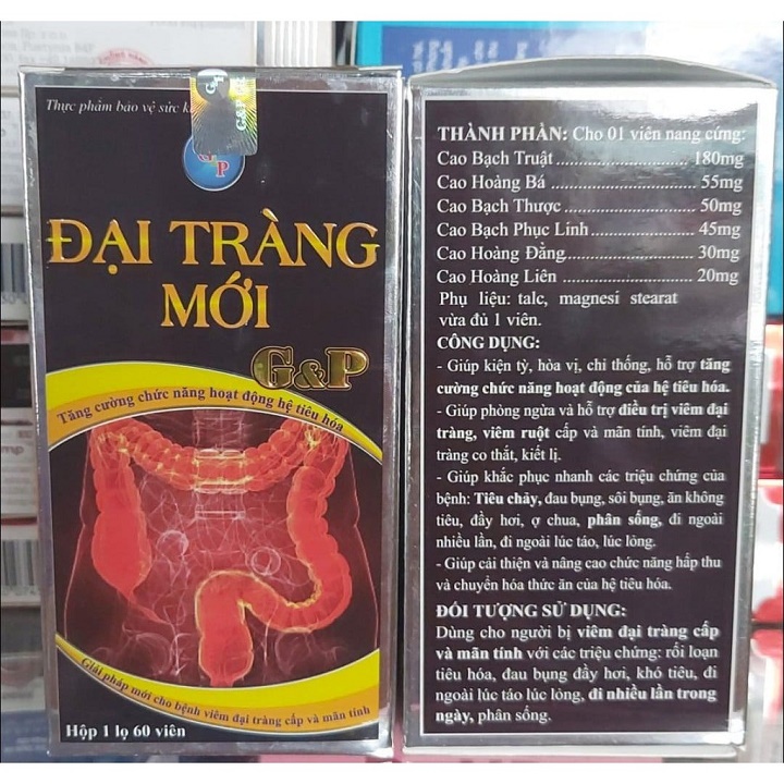 Viên uống  đại tràng mới G&P - Giải pháp mới cho người bị đại tràng - Tăng cường chức năng hoạt động hệ tiêu hóa - lọ 60