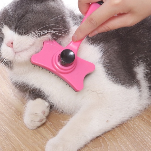 Lược Nút Bấm Lấy Lông Rụng - Gỡ Lông Thông Minh Cho Chó Mèo