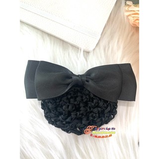 Kẹp tóc búi lưới handmade màu đen đơn giản