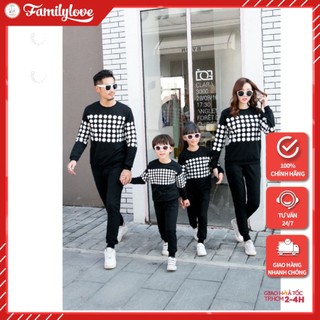 Áo Sweater Gia đình FamilyLove Cotton Nỉ da cá Chấm bị Trắng cực xinh