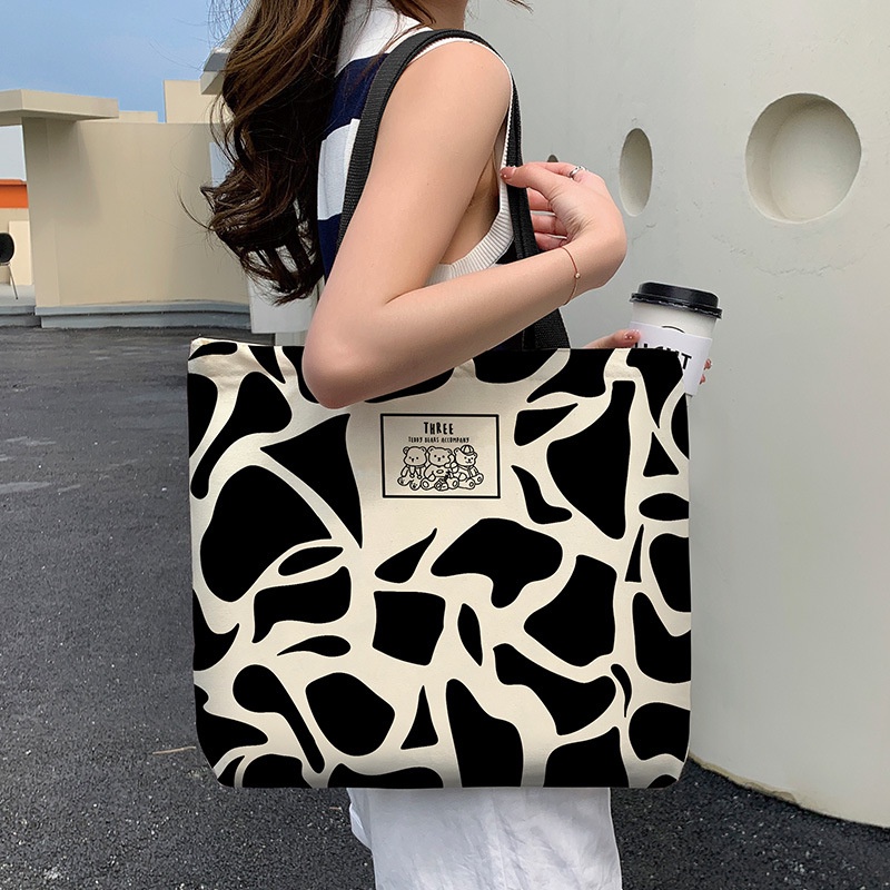Túi Xách Vải Canvas Cỡ Lớn Phong Cách Hàn Quốc Cho Học Sinh