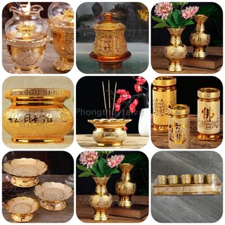 [Bán lẻ tự chọn] Đồ cúng Men phủ Kim Sa (Chum, Lư, Ly, Dĩa, Ống nhang, Bình hoa) - thờ cúng