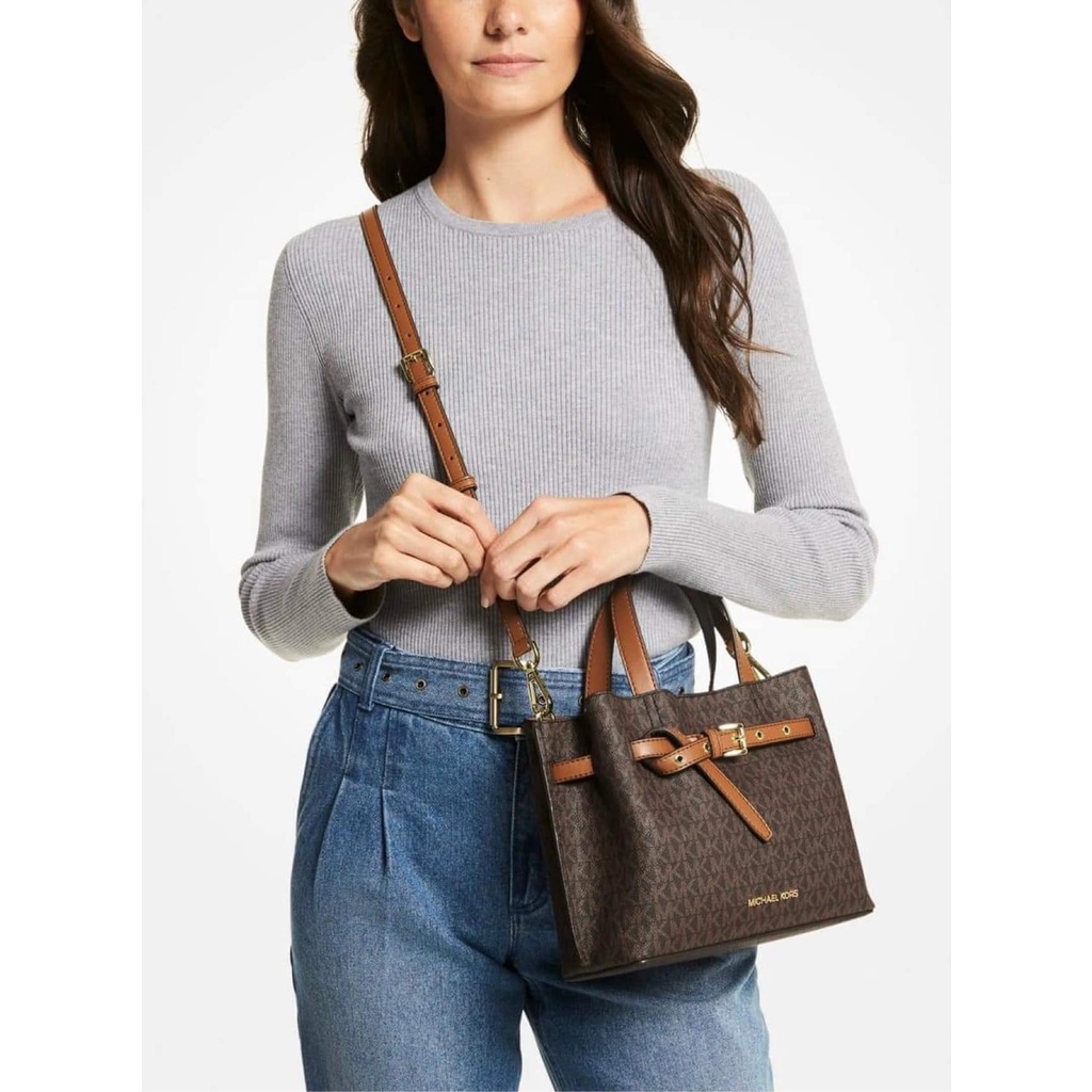 Túi Xách Michael Kors 35H0GU5S1B Brown MK Emilia Small Pebbled Leather Màu nâu