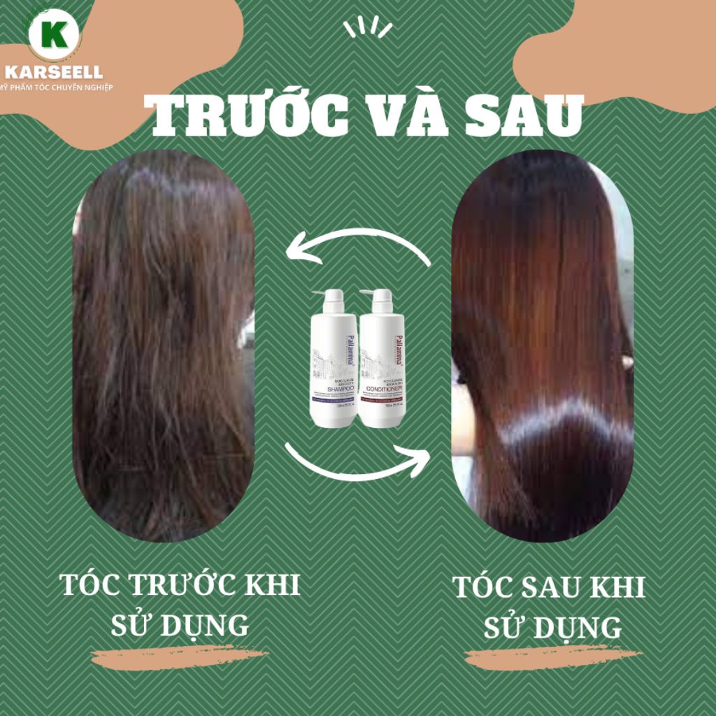 Dầu gội xả keratin Pallamina kiềm dầu chống lão hóa da đầu phục hồi tóc hư tổn 1000ml * 2 chính hãng | HAIRSHOP_1992