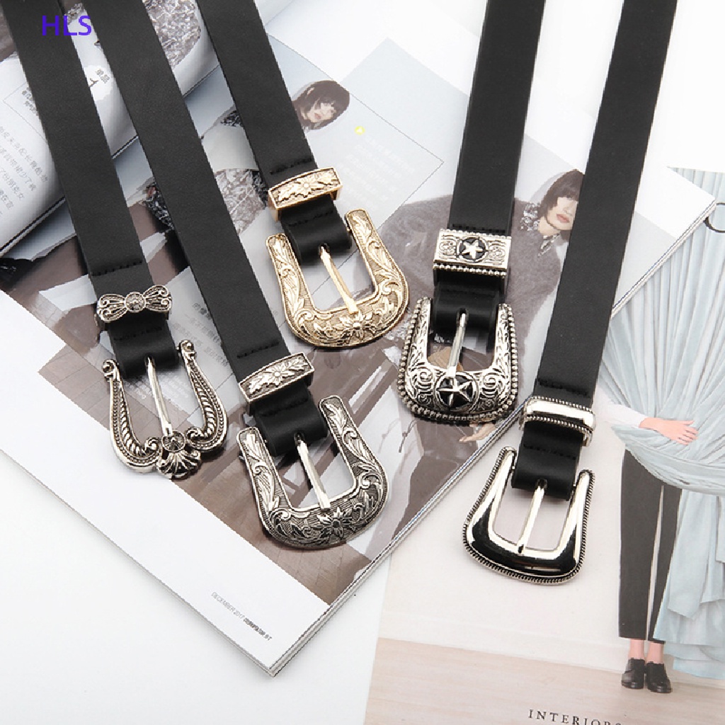 Thắt Lưng Da Màu Đen Khóa Hình Trái Tim Khắc Họa Tiết Cổ Điển Thời Trang Cho Nữ