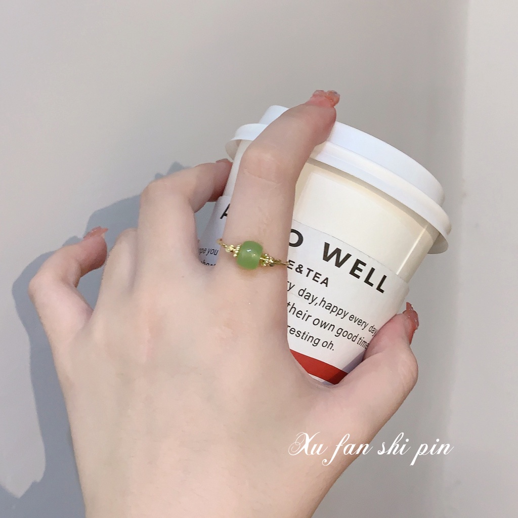 Nhẫn Đính Hạt Ngọc Bích Nhân Tạo Thời Trang Cho Nữ