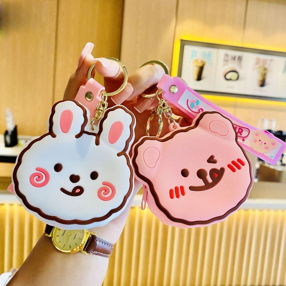 DARNELL Ví Đựng Tiền Xu Mini Có Móc Khóa Hình Gấu / Thỏ Dễ Thương