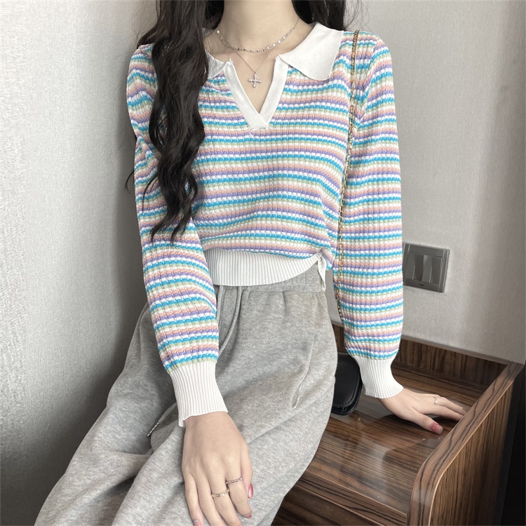 Áo Sweater Dệt Kim Tay Dài Cổ Tròn Cho Nữ