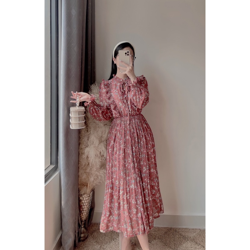 ĐẦM VINTAGE HOA NHÍ XẾP LI - VIN 01