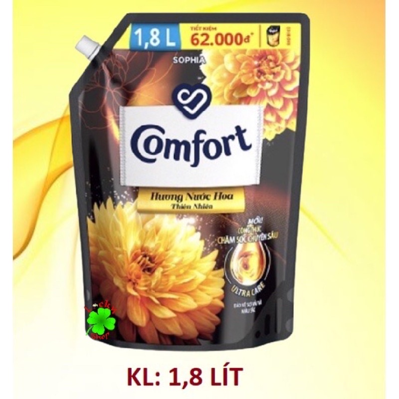 Nước xả vải Comfort giữ màu và bền vải hương nước hoa thiên thiên 1 lần xả với công thức chăm sóc chuyên sâu túi 1.8 lít