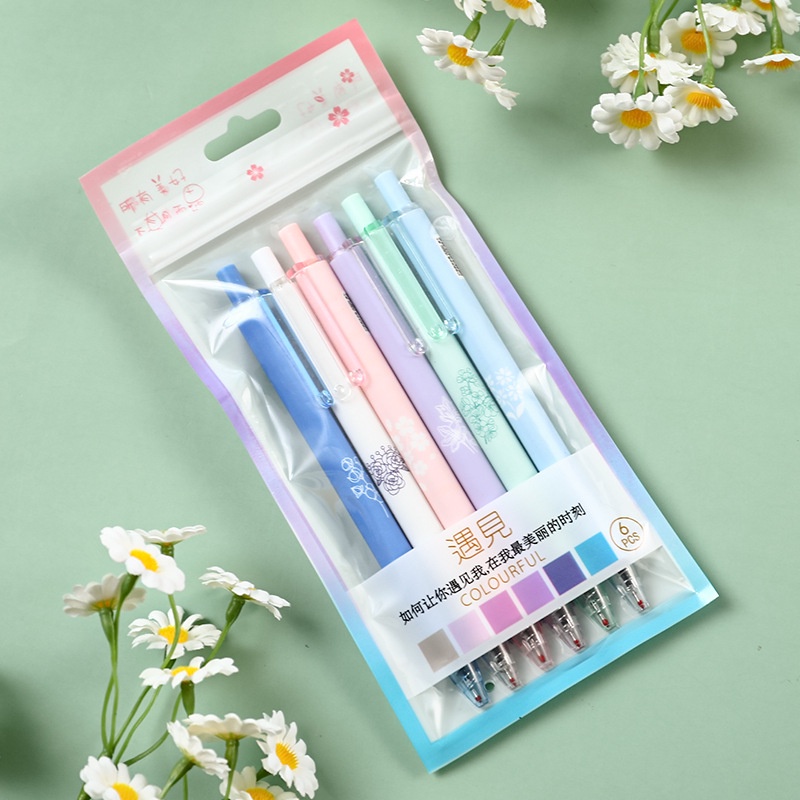 Set 6 Bút Mực Gel Đen Kiểu Dáng Sáng Tạo