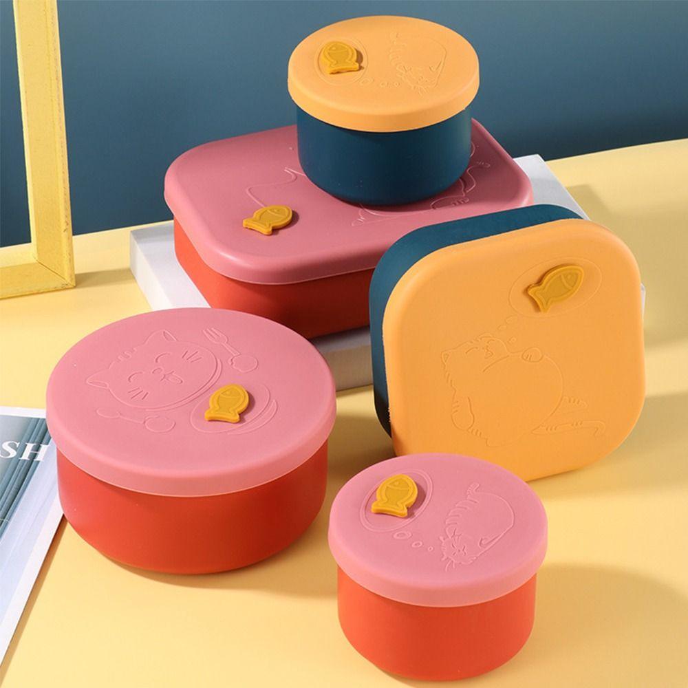 Hộp Đựng Cơm Trưa Bằng Silicone Chia Ngăn Hình Chữ Nhật Tiện Dụng