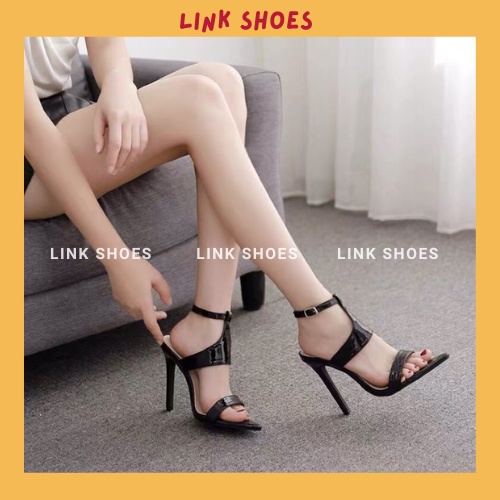 Giày sandal cao gót nữ phối dây kiểu mới đẹp thời trang nữ 2 màu đen kem TT10