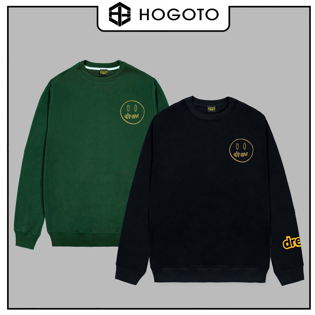 Áo nỉ bông SWEATER DREW MẶT NGỰC Hogoto shop , Áo nỉ sweater unisex nam nữ form rộng oversize chất liệu Cotton