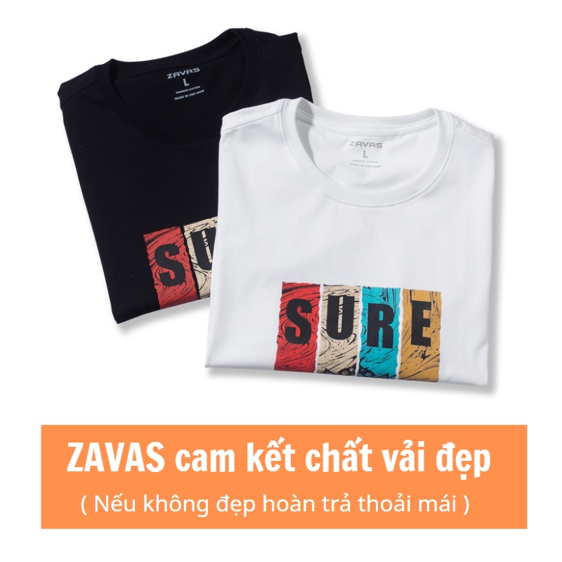 Áo thun nam cotton vải dày mịn ZAVAS form áo tiêu chuẩn co giãn tốt thoáng mát không gây nóng in hình đẹp rõ  Z20