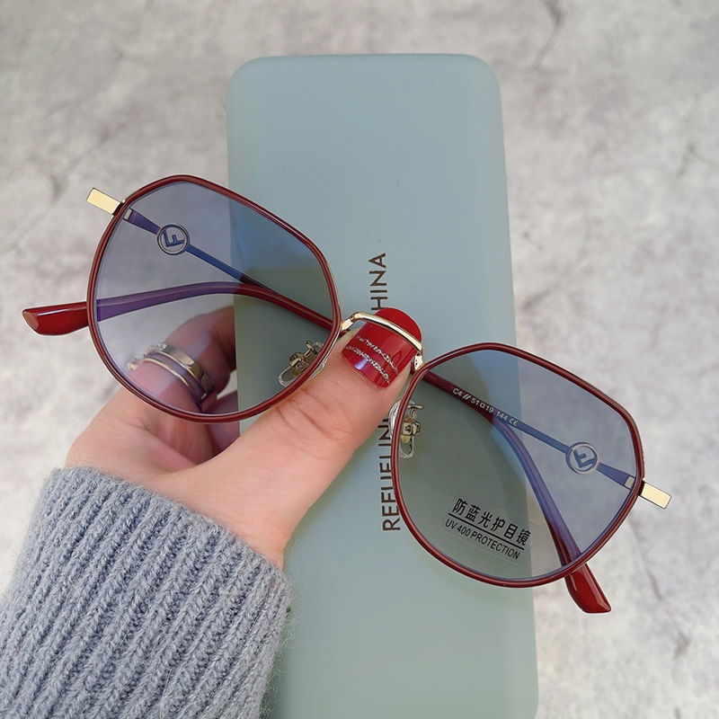 Mắt Kính Chống Bức Xạ Tròng Đa Giác Thời Trang Cho Cả Nam Và Nữ