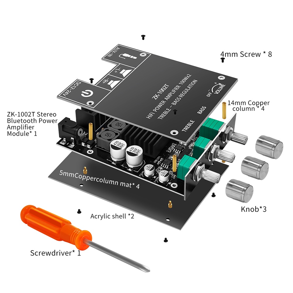 ZK-1002T HIFI 2.0 Kênh AUX/Bluetooth-Tương Thích với 5.0 TPA3116D2 Mô-đun Âm Thanh 100Wx2 Stereo Loa Siêu