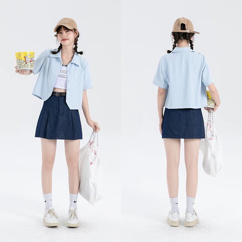 Chân váy ngắn xếp ly kèm dây thắt lưng có 5 màu - Lyn's Closet