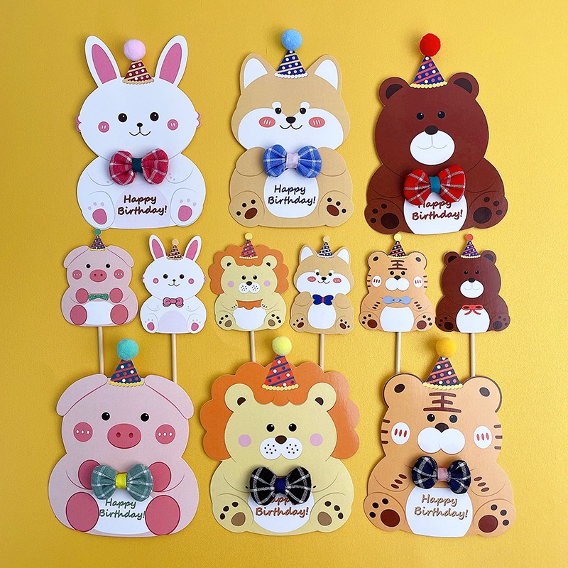 Phụ Kiện Trang Trí Bánh Kem Hình Động Vật Hoạt Hình Dễ Thương