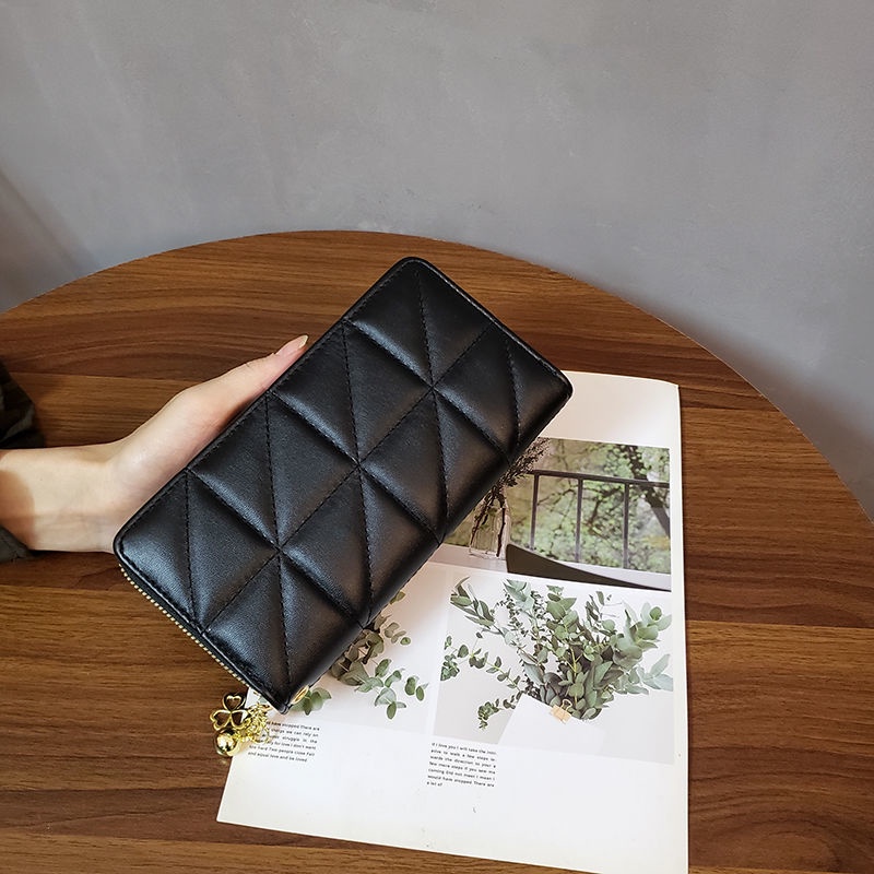 Ví Da Dáng Dài Màu Trơn Có Khóa Kéo Đa Năng Thời Trang Cho Nữ